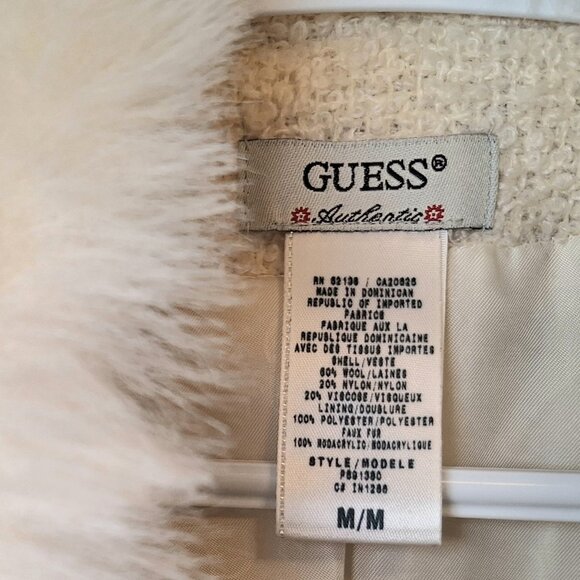 Guess Cream converitble Wool blend Jacket with detachable faux fur collar - Picture 8 of 8